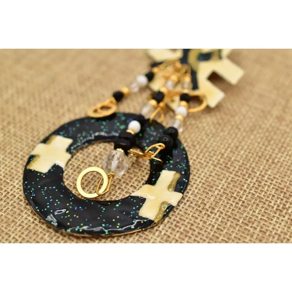 Lunch at The Ritz Vintage Tic Tac Toe Brooch XO Dangle Rare Signed 1980s BinBK